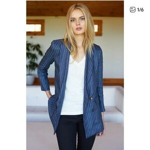 Emerson Fry Navy Pinstripe Lee Blazer (Size 0)